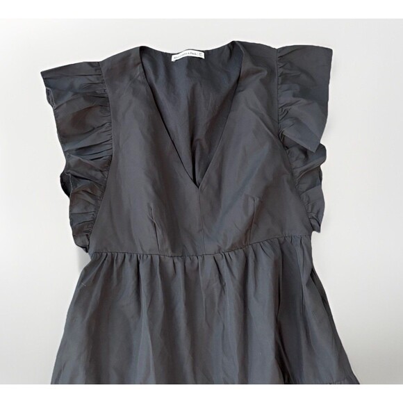 Abercrombie Black Tiered Mini Dress Size MT Medium Tall Ruffle - Picture 3 of 6